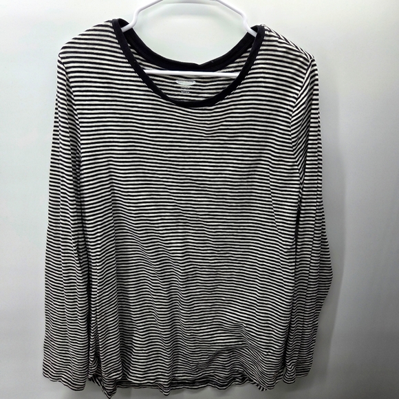Old Navy Stripe Long Sleeve Tee Black White XL - Picture 1 of 5